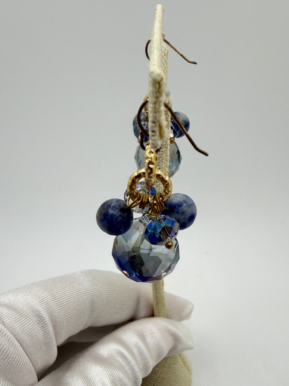 Gold over Sterling silver stamped hooks, crystal and sodalite dangle earrings! - Picture 16 of 16